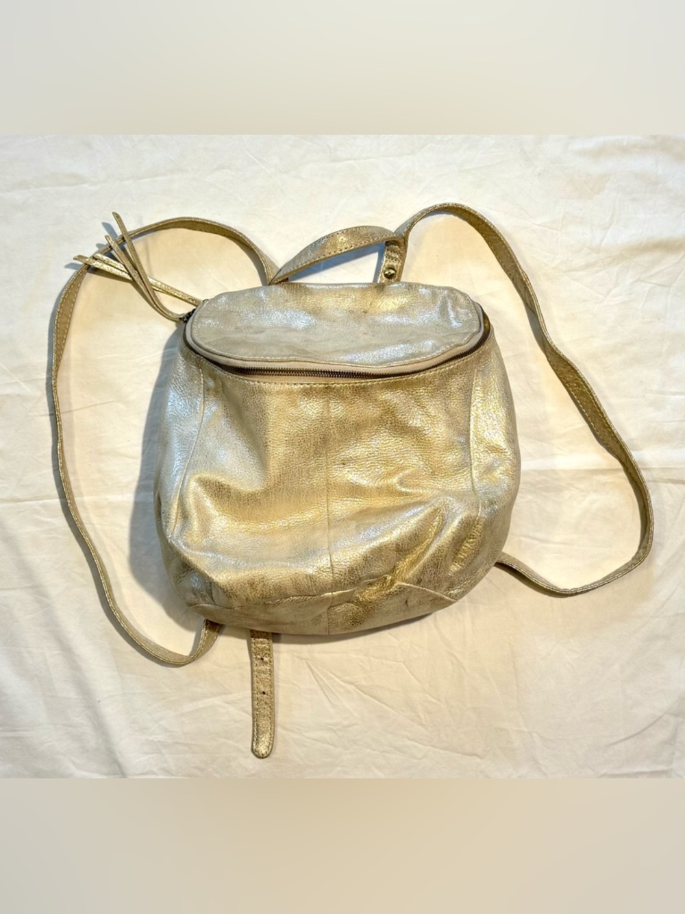 HOBO Metallic Gold Leather River Backpack
